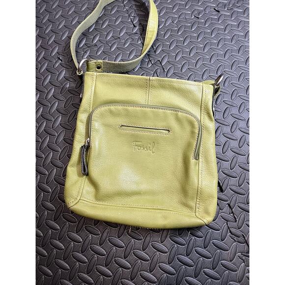 y2k Fossil Lime Green Leather Shoulder Crossbody Bag Womens Purse - Picture 6 of 10
